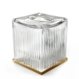 3SC Elegance Контейнер для бумажных салфеток настольный 13хh15х13 см, цвет: прозрачный хрусталь/латунь сатинированная матовая