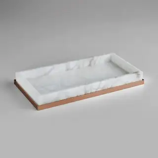 3SC Baster Round Лоток 25.5х2.5х13см., настольный, цвет: алебастр/Warm Brushed Bronze PVD