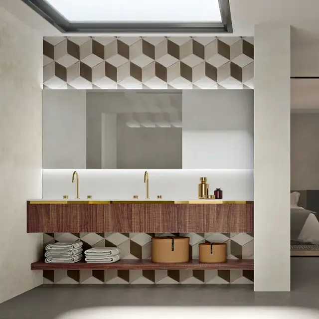 Oasis Eden Композиция №4 Комплект мебели подвесная 71.2х52.5см., цвет: Walnut Carved/белый/золото