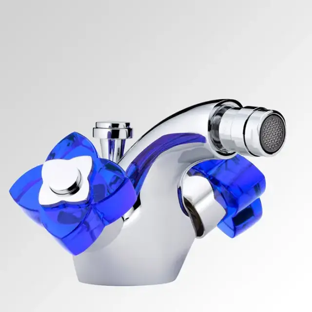 THG Pуtale de cristal bleu Смеситель для биде, 1 отв., цвет: хром/синий хрусталь