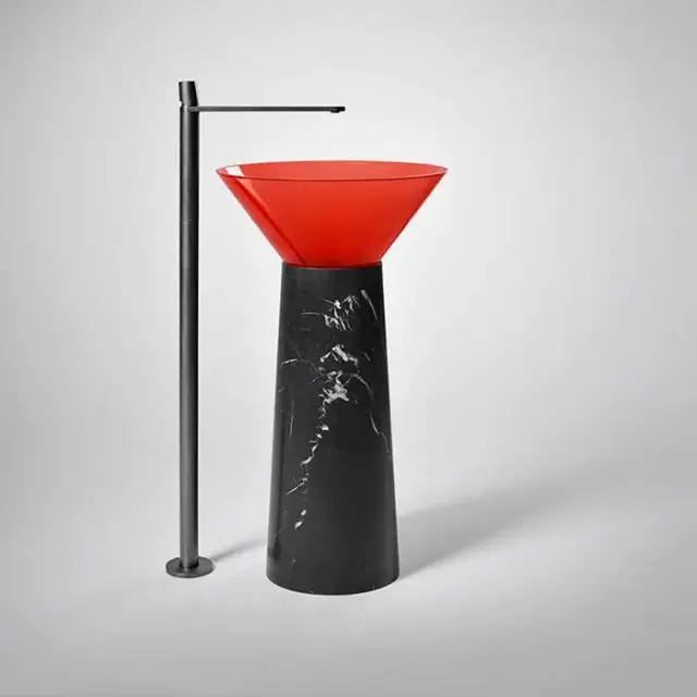 Antonio Lupi Albume Раковина 48х65 см, без отв., на пьедестале, Cristalmood, цвет: Sangria/Nero Marquinia