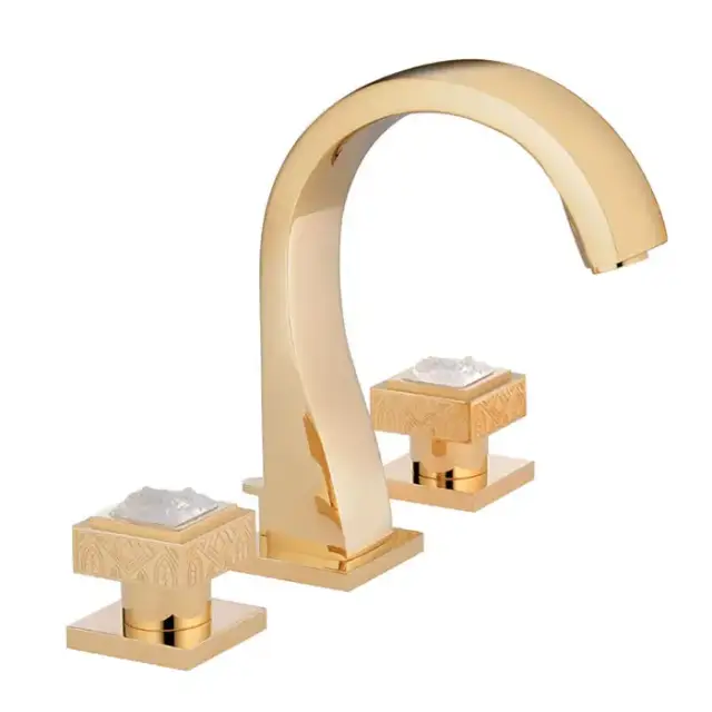 THG Masque de Femme metal grave Смеситель для раковины, 3 отв., цвет: золото