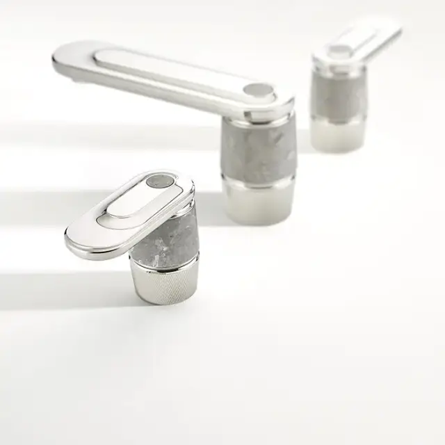 THG CORVAIR A MANETTES FIOR DI BOSCO Смеситель для раковины на 3 отверстия, для установки на мраморную столешницу, с донным клапаном, цвет: хром