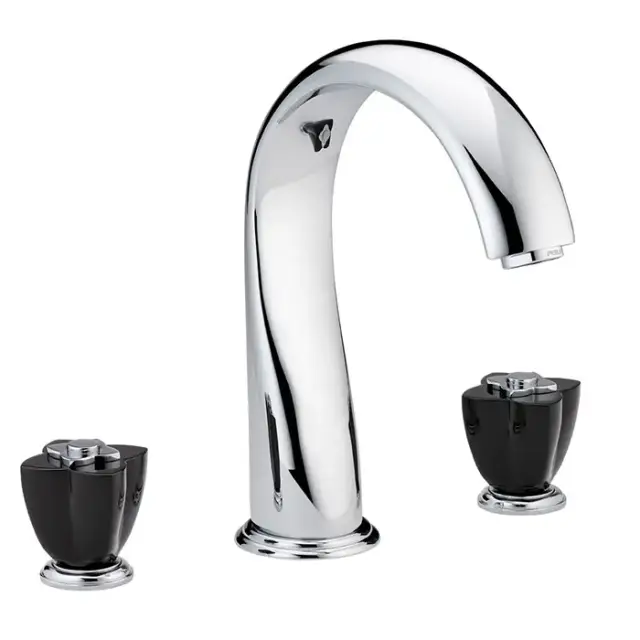 THG Petale de Cristal noir Смеситель для ванны, 3 отв., цвет: хром/черный хрусталь