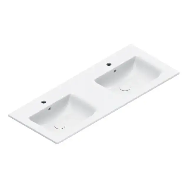 Catalano Italy Раковина 125x50см двойная, с 2 отв., цвет: белый глянцевый