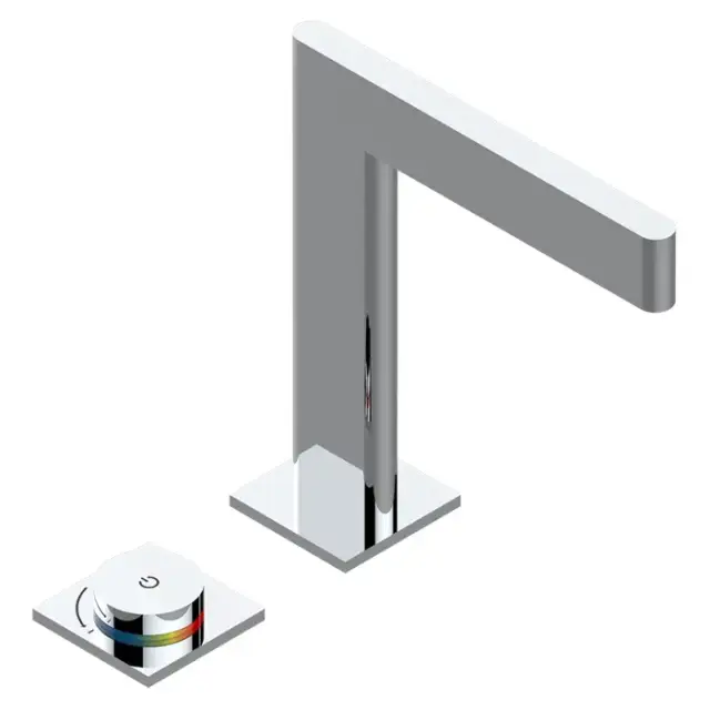 THG ICON-X TITANE A MANETTES Смеситель для раковины, 2 отв., электронный, с донным клапаном, цвет: хром