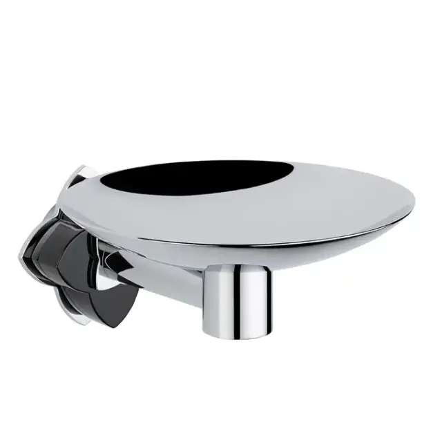 THG Petale de Cristal noir Мыльница металлическая &oslash; 15см., подвесная, цвет: хром/черный хрусталь