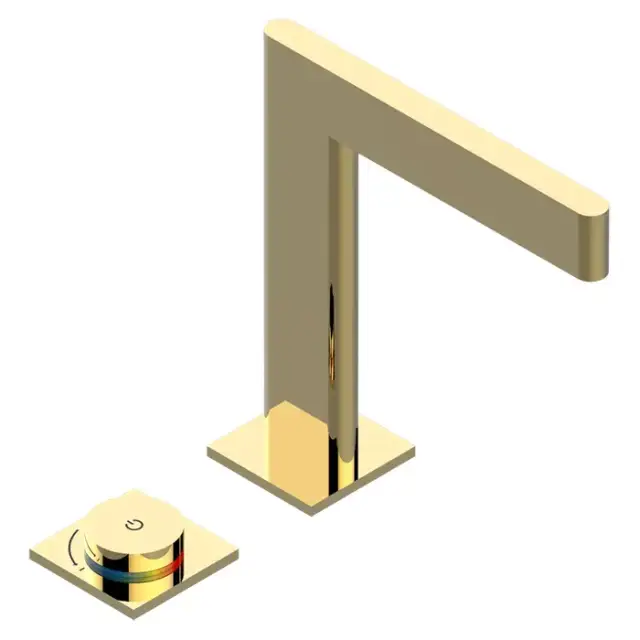 THG ICON-X TITANE A MANETTES Смеситель для раковины, 2 отв., электронный, с донным клапаном, цвет: полированное золото