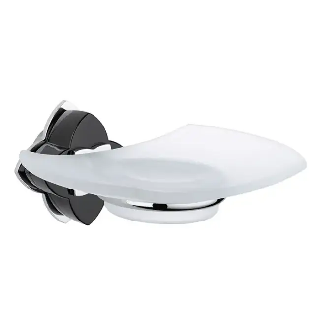 THG Pétale de cristal noir Мыльница стеклянная, подвесная, цвет: хром/черный хрусталь