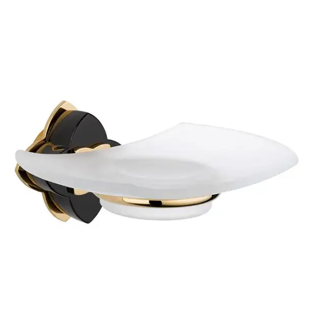 THG Pétale de cristal noir Мыльница стеклянная, подвесная, цвет: золото/черный хрусталь