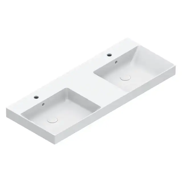 Catalano Zero Раковина 125x50см двойная, c 2 отв., цвет: белый глянцевый