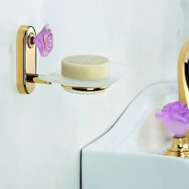 THG Rose Мыльница стеклянная, подвесная, цвет: золото/розовый