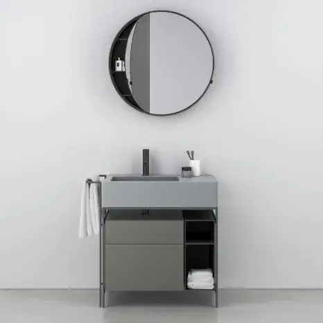 Комплект мебели с раковиной Cielo Narciso Mini NASTM.CM+NACL.CM+NABOX.CM+NALAMSX.BR+NAPL.CM CEMENTO/ раковина SX BRINA