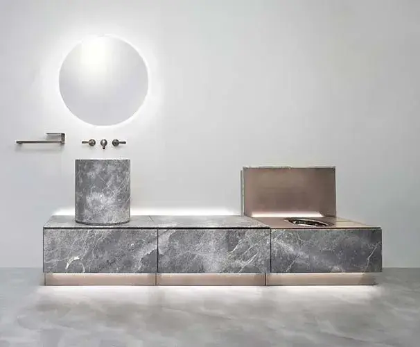 Комплект мебели с раковиной CEA ABACO ABC021FZS+WBN08F+ABC050FZS+ABC011FZS+INC53 мрамор FIOR DI BOSCO/BRONZE SATIN