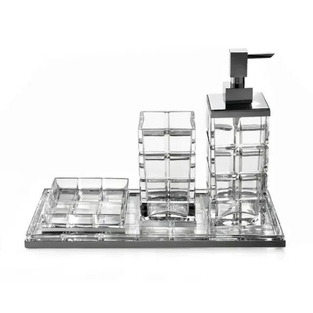 3SC Palace Комплект аксессуаров: дозатор стакан мыльница лоток цвет: Clear Crystal/Matt Black Nickel PA99ACRCFM