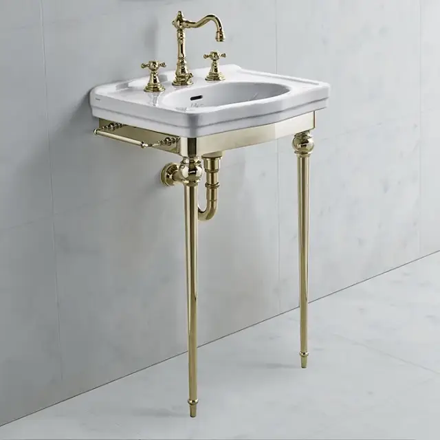 3SC Consolle Консоль напольная 58x46x90h см, с раковиной 1 отв с переливом, цвет: Polished Gold 24Kt DA3050GD*1