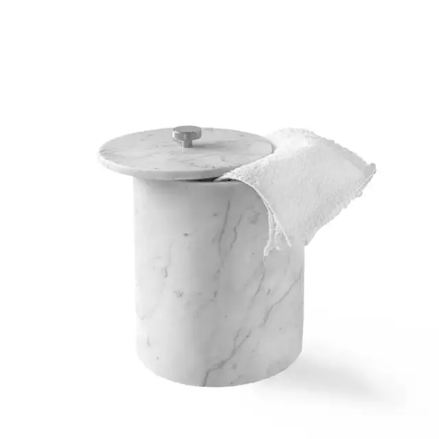 3SC Apuana 2.0 Ведро для мусора с крышкой, напольное, цвет: White Statuario Marble/Chrome AP65ASL