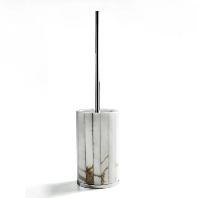 3SC Rigato Ершик для унитаза напольный с алебастровой колбой, цвет: Polished Satin Nickel AL17NK