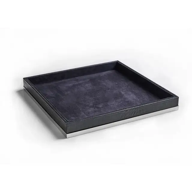 3SC Cocco Лоток универсальный, 28х28см, черная кожа, цвет хром CO67ASL