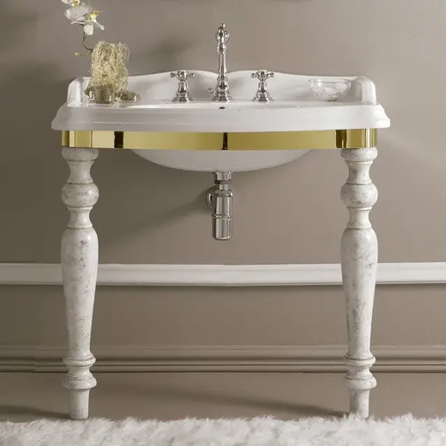 3SC Консоль Firenze 90х56хh97см, с раковиной LA02 и сиф., цвет золото Lucido FI3090GD