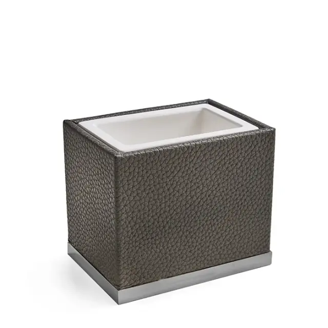 3SC Milano Стакан для зубных щеток, настольный, керамический с эко-кожей, цвет: хром ML03ASL