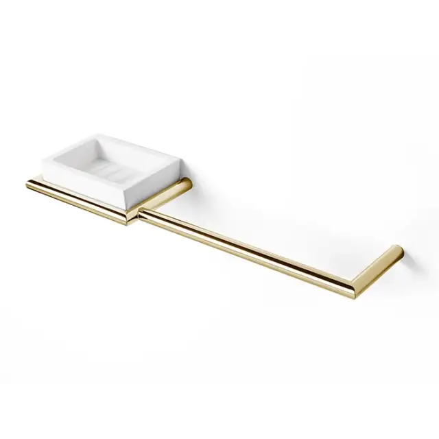 3SC Guy Полотенцедержатель и мыльница слева, подвесной, цвет: белый матовый/золото Lucido GU10SXGD