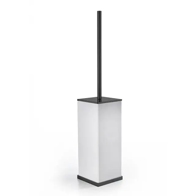 3SC MooD Deluxe Ершик для унитаза напольный с композитной колбой Solid Surface, цвет: белый/черный MDW17ANO