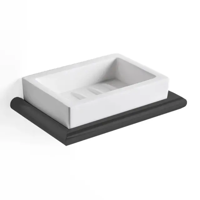 3SC Guy Мыльница с композитной чашей Solid Surface, подвесная, цвет: черный матовый GU01NO