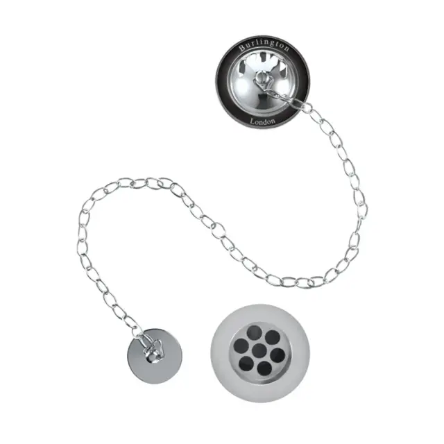 Burlington Слив-перелив для ванны с гибкой подводкой, цвет: хром/черный глянцевый W3 BLA