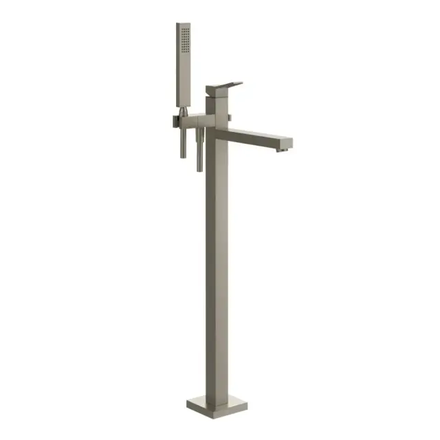 Gessi Rettangolo K Напольный cмеситель для ванны с ручным душем, цвет: finox brushed nickel 53129#149