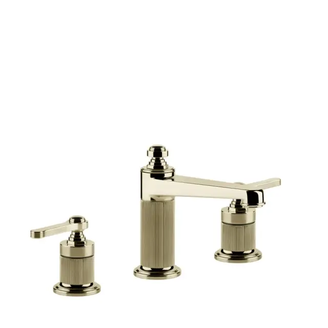 Gessi Venti20 Смеситель для раковины на 3 отверстия с донным клапаном, излив 9,8 см, цвет: brass PVD 65014#710