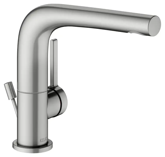 Keuco Edition 400 Смеситель для раковины рыч. 150, с д/к и гарнитуром для слива, цвет:нерж. сталь 51505 210000