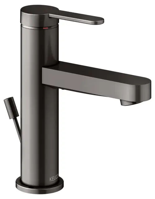 Keuco Ixmo Смеситель для раковины рычажный 100, с д/к и гарнитуром для слива, цвет: титан черный 59502 353000