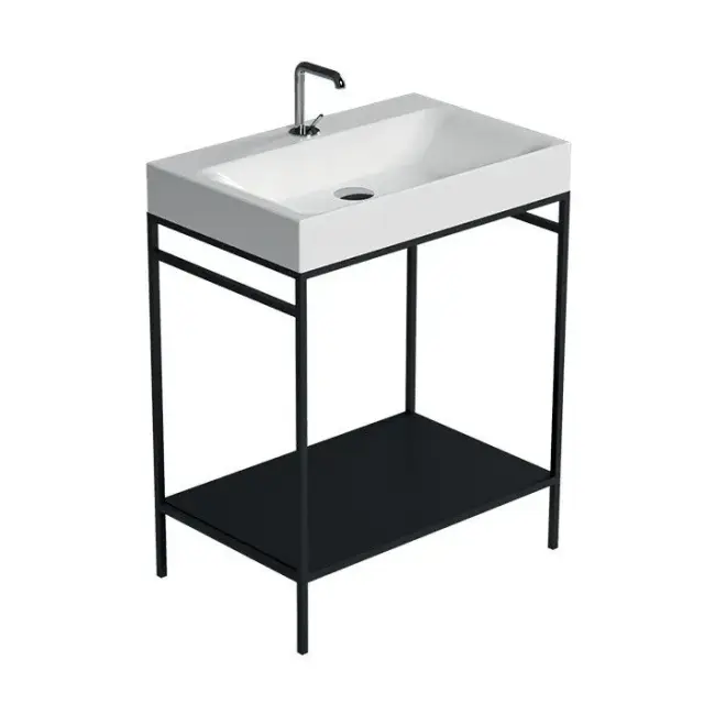 Kerasan Cento Консоль под раковину на 70 см напольная, с металлической полкой, цвет: Nero matt 924231 Nero matt