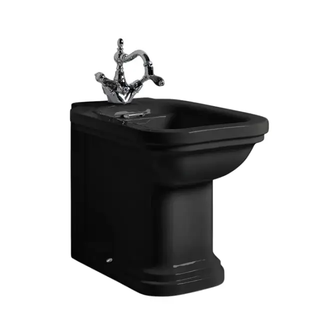 Kerasan Waldorf Биде напольное 37x55 см, с 1 отверстием под смеситель и переливом, цвет: Nero lucido 4121K4nero/cr*1