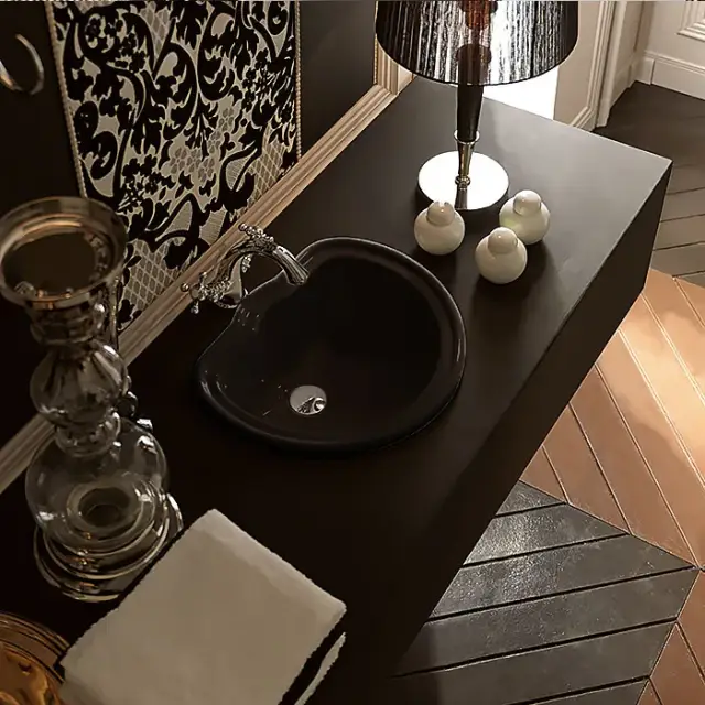 Kerasan Retro Раковина встраиваемая сверху 50х41 см, с переливом, цвет: Nero lucido 103104 Nero lucido *0