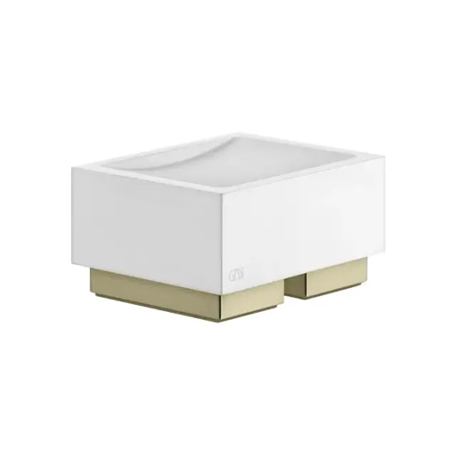 Gessi Inverso/Rettangolo Мыльница с керамической чашей, настольная, цвет: brushed brass PVD 20825#727