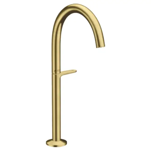 Axor One Смеситель для раковины высокий на 1 отверстие с донным клапаном, цвет: шлифованная латунь 48030950