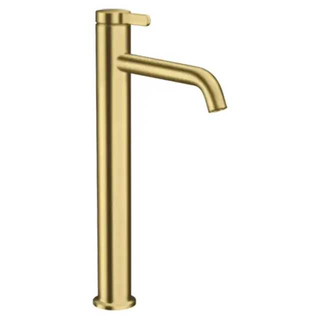 Axor One Смеситель для раковины высокий на 1 отверстие с донным клапаном, цвет: шлифованная латунь 48002950