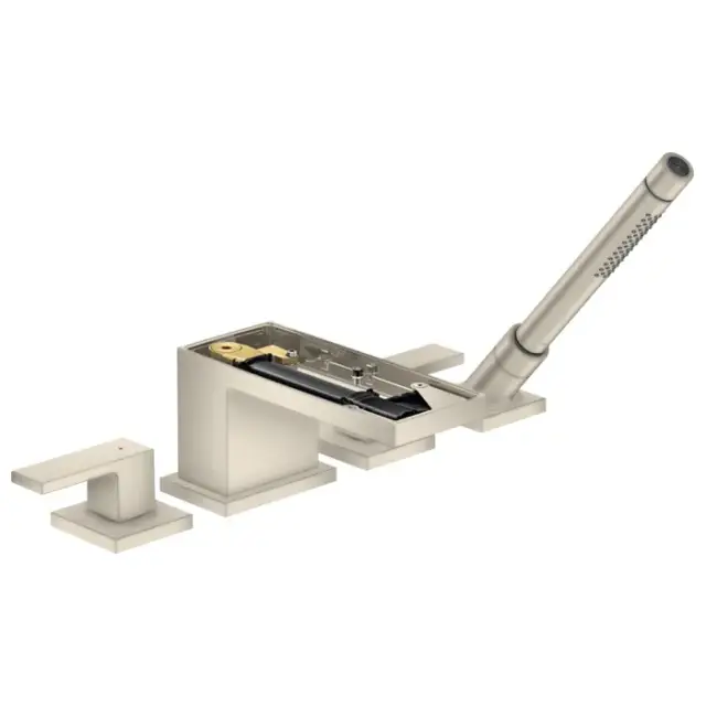 Axor MyEdition Смеситель на борт ванны, с ручным душем, внеш. часть, без панели, цвет: шлиф. никель 47432820