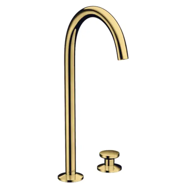 Axor One Смеситель для раковины высокий на 2 отверстие с донным клап., цвет: полированное золото 48060990