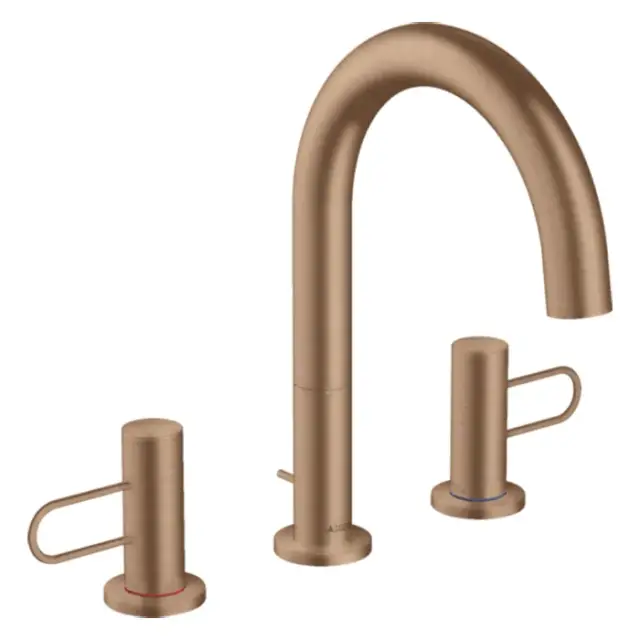 Axor Uno Смеситель для раковины на 3 отверстия с донным клапаном, цвет: шлифованное розовое золото 38054310