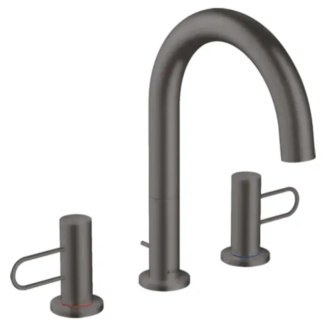 Axor Uno Смеситель для раковины на 3 отверстия с донным клапаном, цвет: шлифованный черный хром 38054340