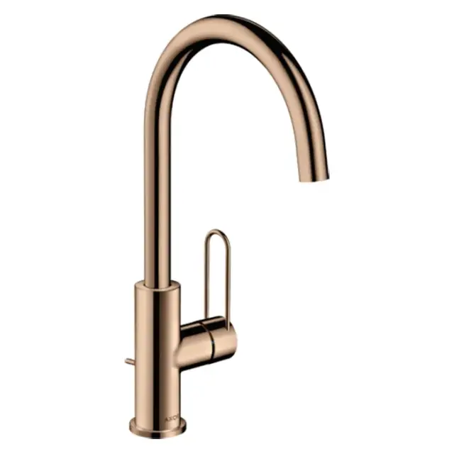 Axor Uno Смеситель для раковины высокий на 1 отверстие с дон. клап., цвет: полирован. розовое золото 38036300