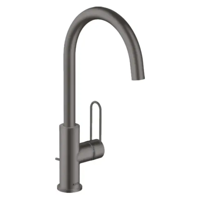 Axor Uno Смеситель для раковины высокий на 1 отверстие с донным клап., цвет: шлифованный черный хром 38036340