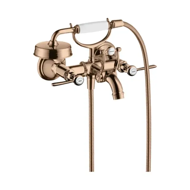 Axor Montreux Смеситель для ванны, 2 рычага, ручной душ, излив, цвет: полированное розовое золото 16551300