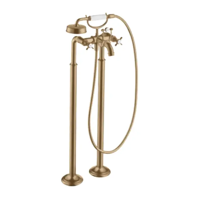Axor Montreux Смеситель для ванны напольный с двумя крестообразными рукоятками, цвет: шлиф. бронза 16547140