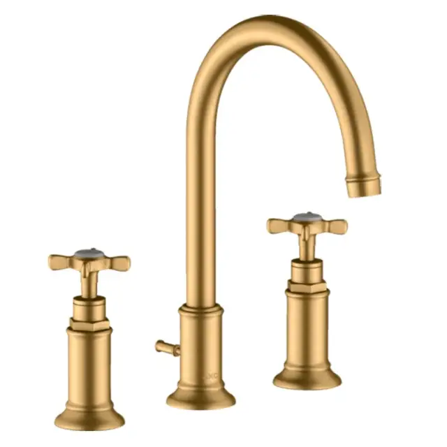 Axor Montreux Смеситель для раковины на 3 отверстие с донным клапаном, цвет: шлифованная латунь 16513950