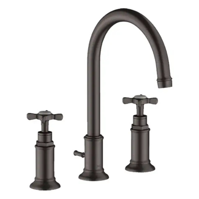 Axor Montreux Смеситель для раковины на 3 отверстие с донным клап., цвет: шлифованный черный хром 16513340