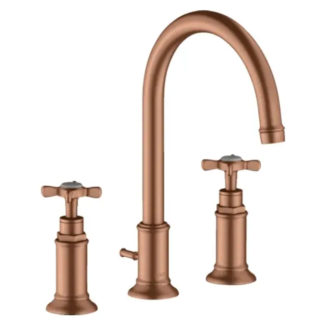 Axor Montreux Смеситель для раковины на 3 отверстие с дон. клап., цвет: шлифованное розовое золото 16513310